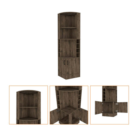 Bar Esquinero Syrah Bellota 47x181cm con Un Cajón y con Ocho Portabotellas - Bares | Bylmo