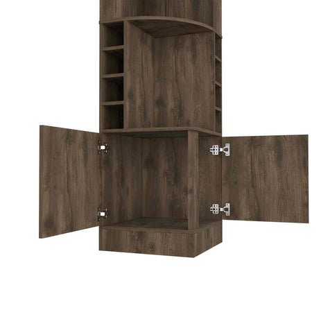 Bar Esquinero Syrah Bellota 47x181cm con Un Cajón y con Ocho Portabotellas - Bares | Bylmo