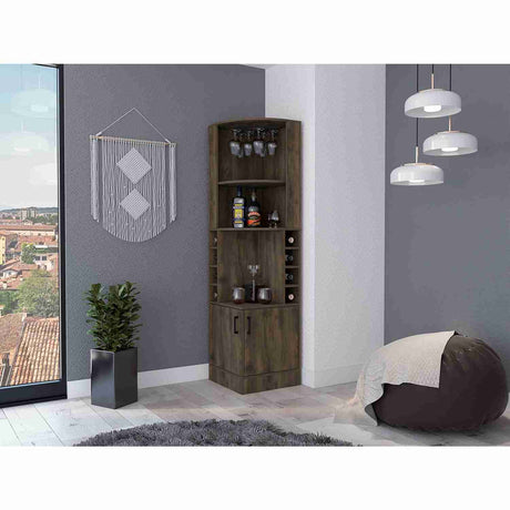 Bar Esquinero Syrah Bellota 47x181cm con Un Cajón y con Ocho Portabotellas - Bares | Bylmo