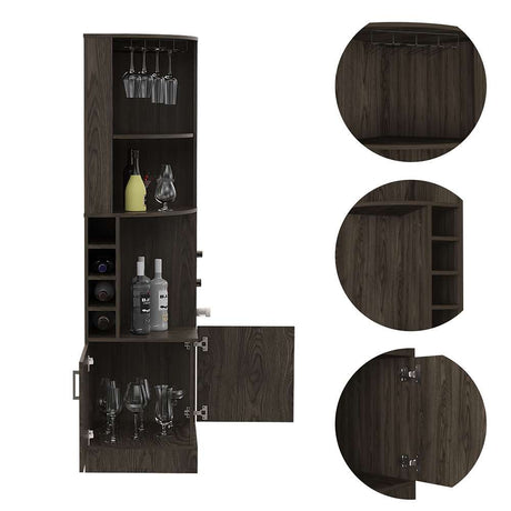 Bar Esquinero Esquinero Syrah Plus Coñac 46.9x180.6cm con Un Cajón y con Ocho Portabotellas - Bares | Bylmo