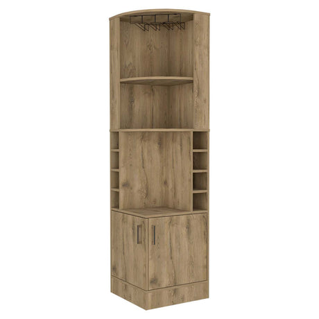 Bar Esquinero Syrah Macadamia 47x181cm con Un Cajón y con Ocho Portabotellas - Bares | Bylmo