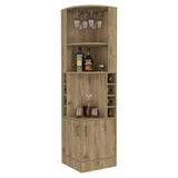 Bar Esquinero Esquinero Syrah Macadamia 46.9x180.6cm con Un Cajón y con Ocho Portabotellas - Bares | Bylmo