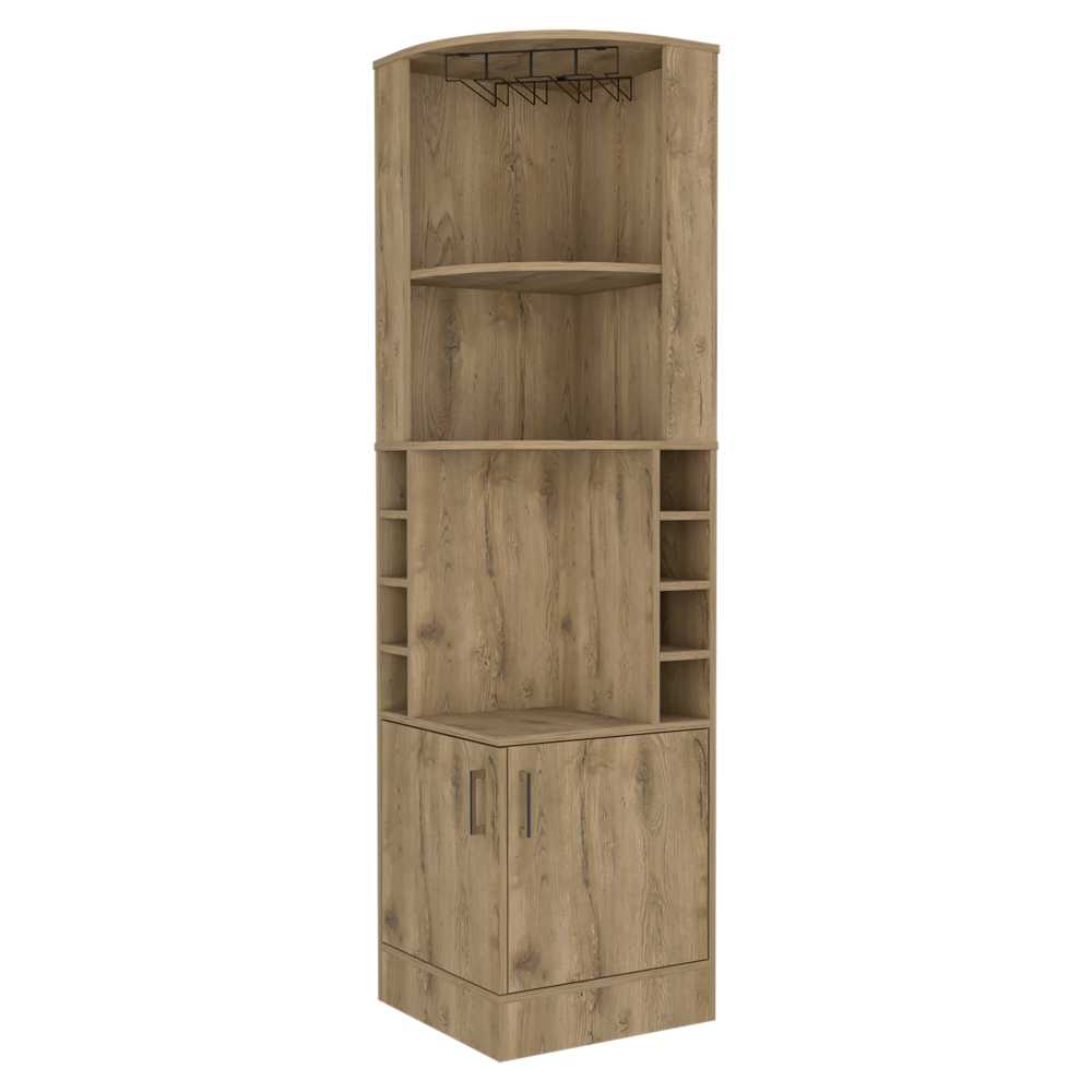 Bar Esquinero Esquinero Syrah Macadamia 46.9x180.6cm con Un Cajón y con Ocho Portabotellas - Bares | Bylmo