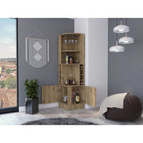 Bar Esquinero Esquinero Syrah Macadamia 46.9x180.6cm con Un Cajón y con Ocho Portabotellas - Bares | Bylmo