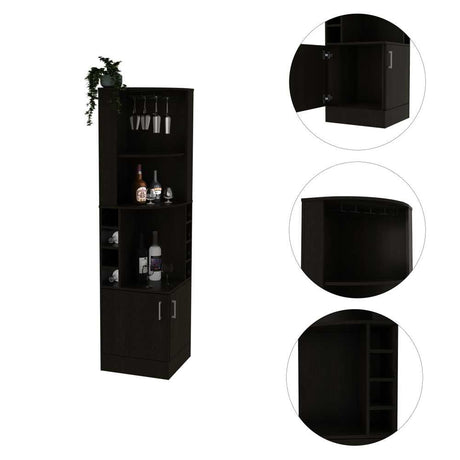 Bar Esquinero Esquinero Syrah Plus Wengue 46.9x180.6cm con Un Cajón y con Ocho Portabotellas - Bares | Bylmo