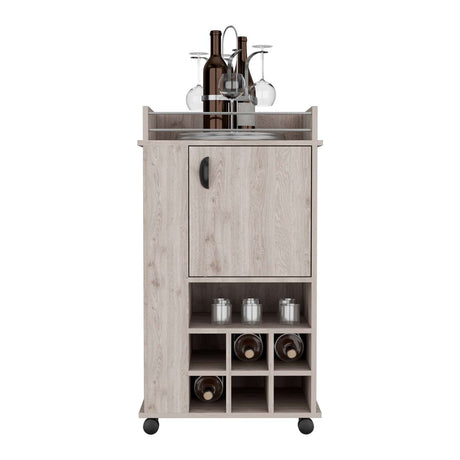Bar Fargo Ceniza 55x99cm con Un Cajón y con Seis Portabotellas - Bares | Bylmo