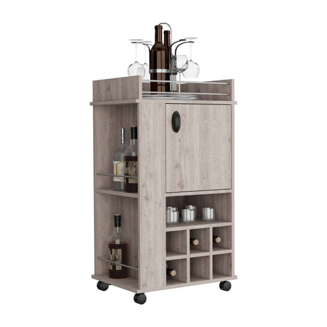 Bar Fargo Ceniza 55x99cm con Un Cajón y con Seis Portabotellas - Bares | Bylmo