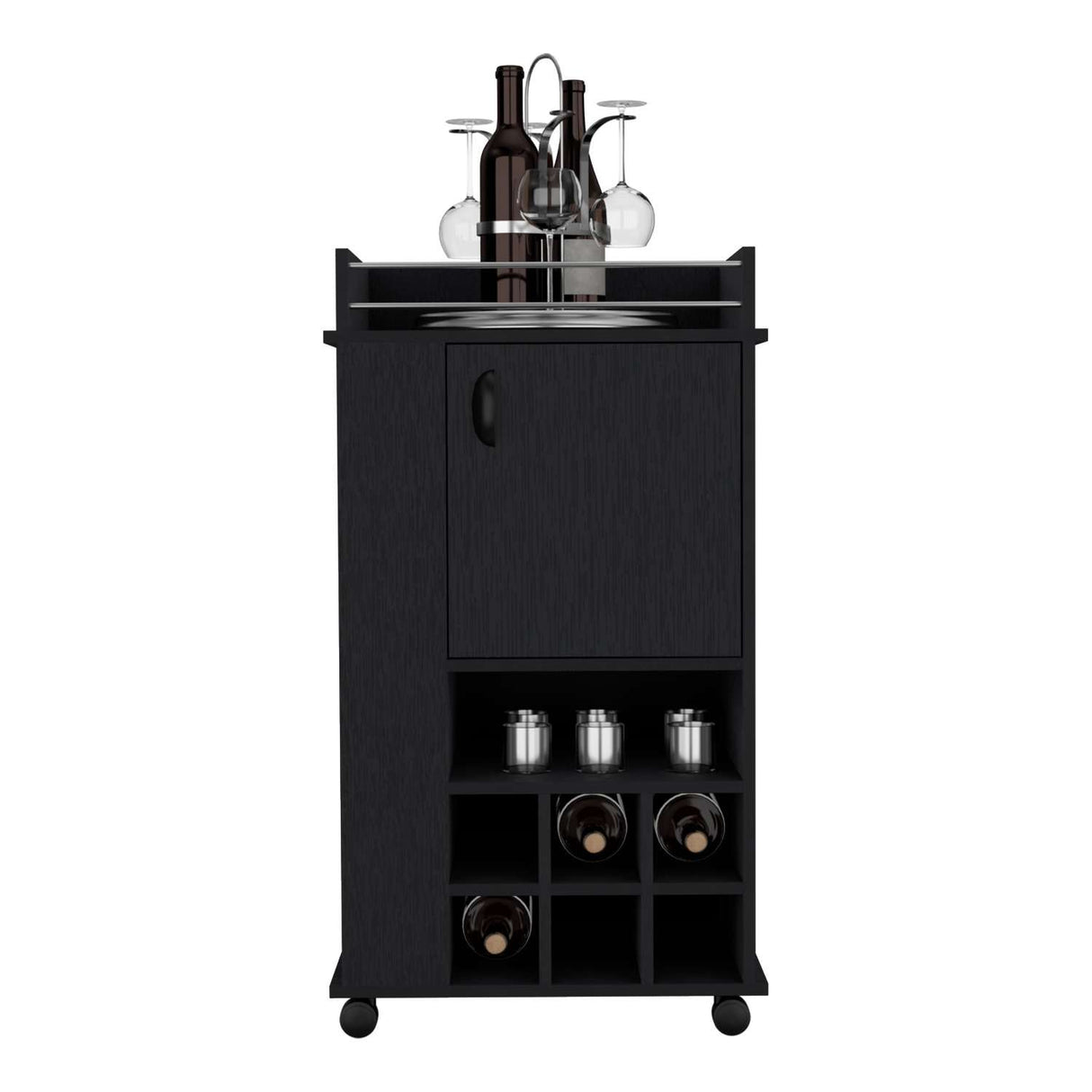 Bar Fargo Wengue 55x99cm con Un Cajón y con Seis Portabotellas - Bares | Bylmo