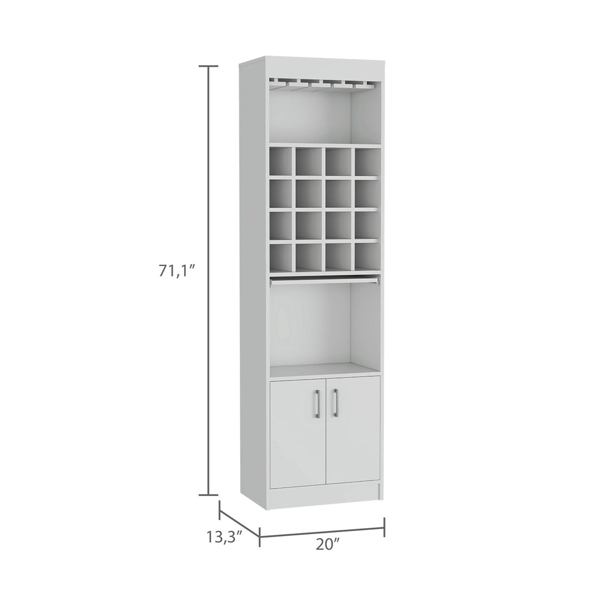 Bar Kava Blanco 51x181cm con Un Cajón y con Dieciséis Portabotellas - Bares | Bylmo