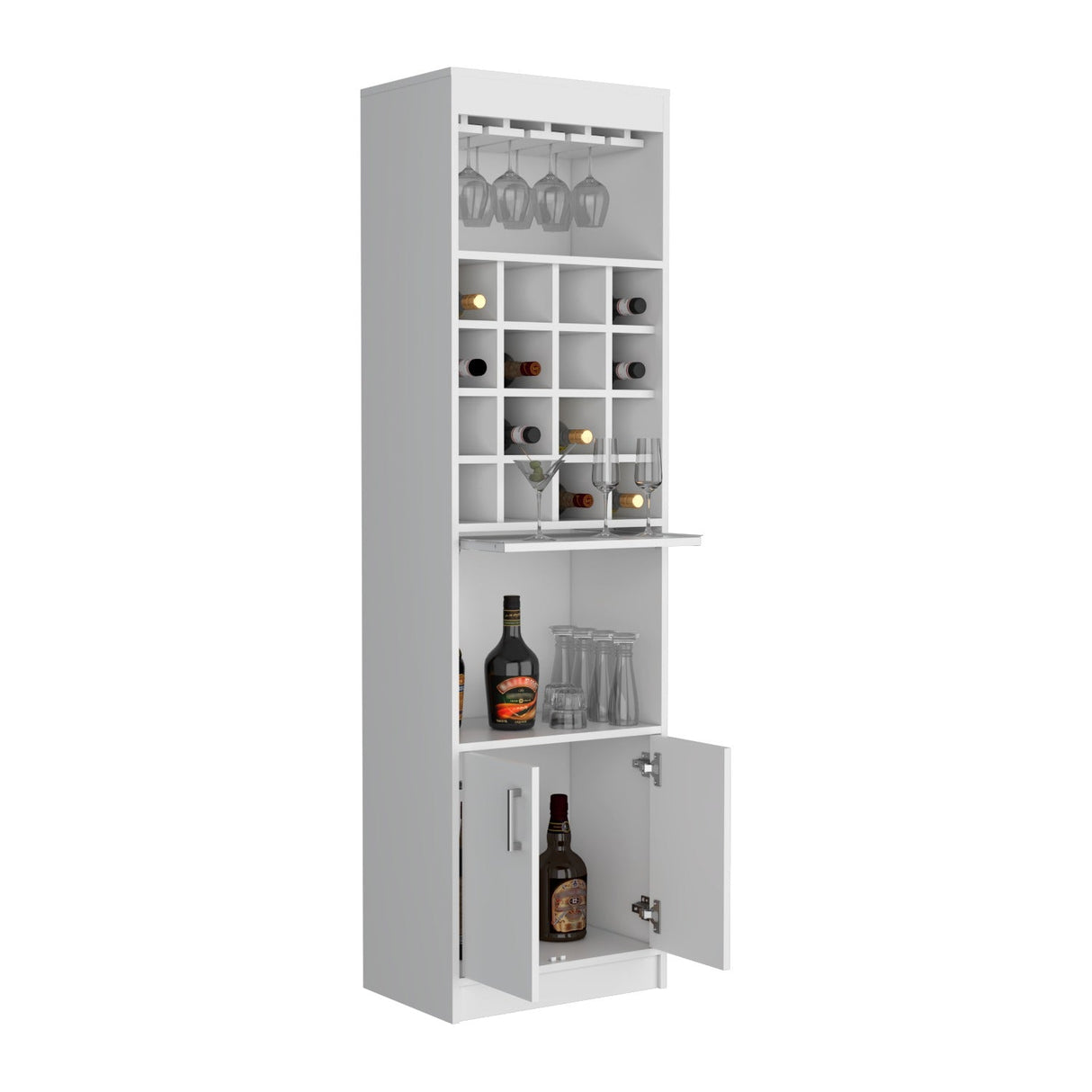Bar Kava Blanco 51x181cm con Un Cajón y con Dieciséis Portabotellas - Bares | Bylmo