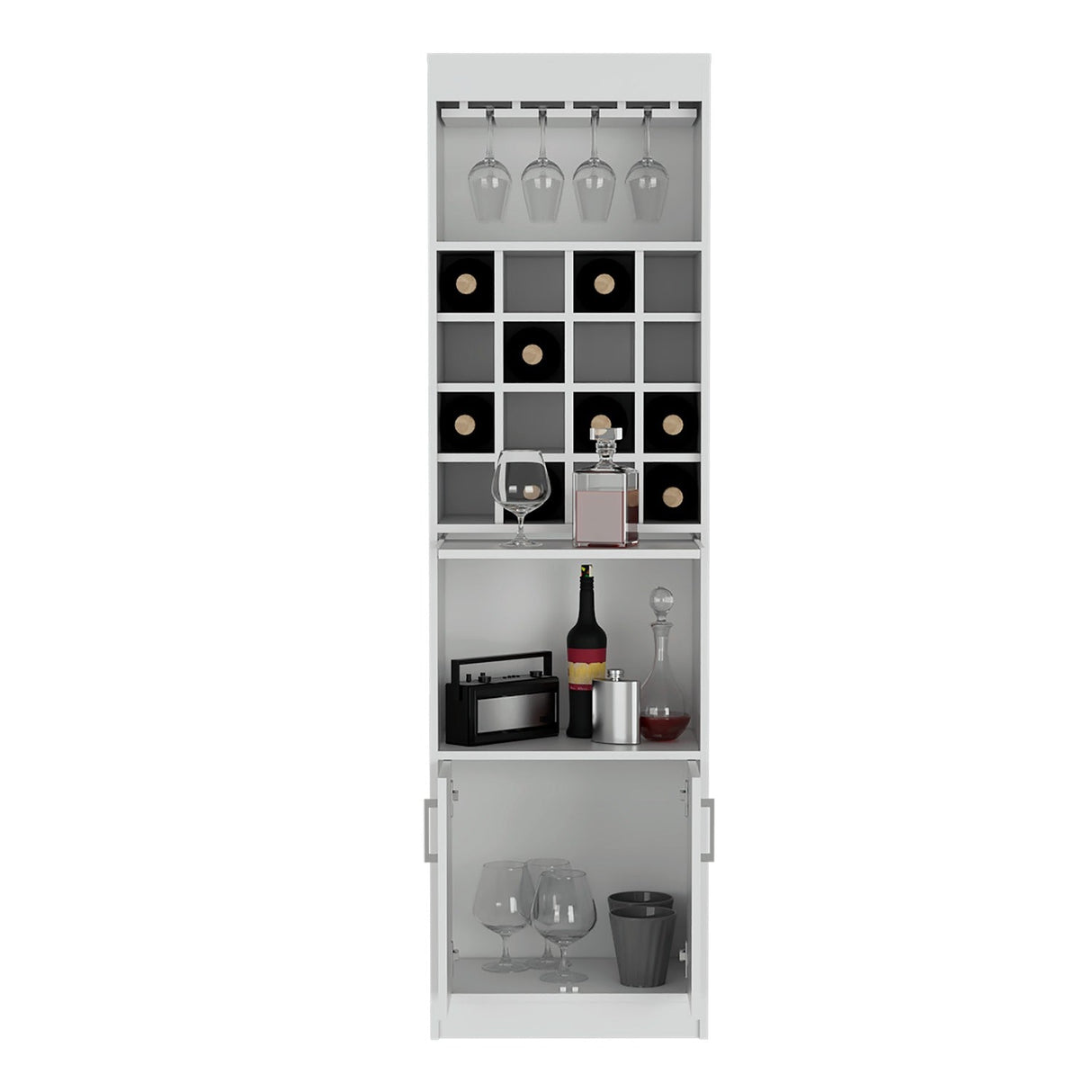 Bar Kava Blanco 51x181cm con Un Cajón y con Dieciséis Portabotellas - Bares | Bylmo