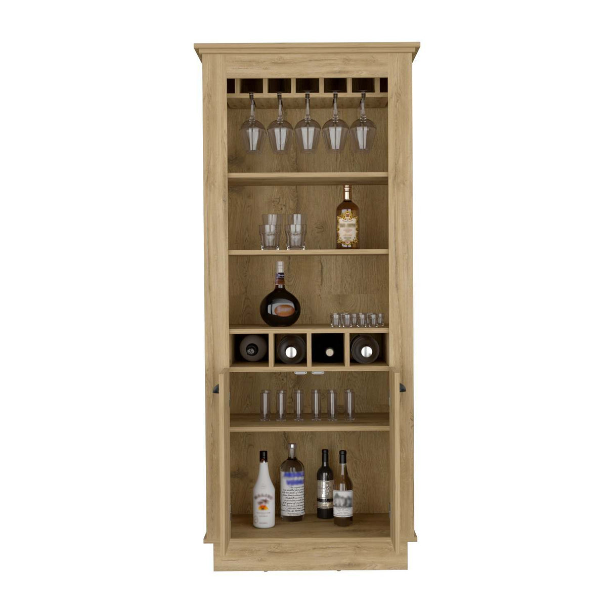 Bar Lafayette Macadamia 75x177cm con Un Cajón y con Cuatro Portabotellas - Bares | Bylmo