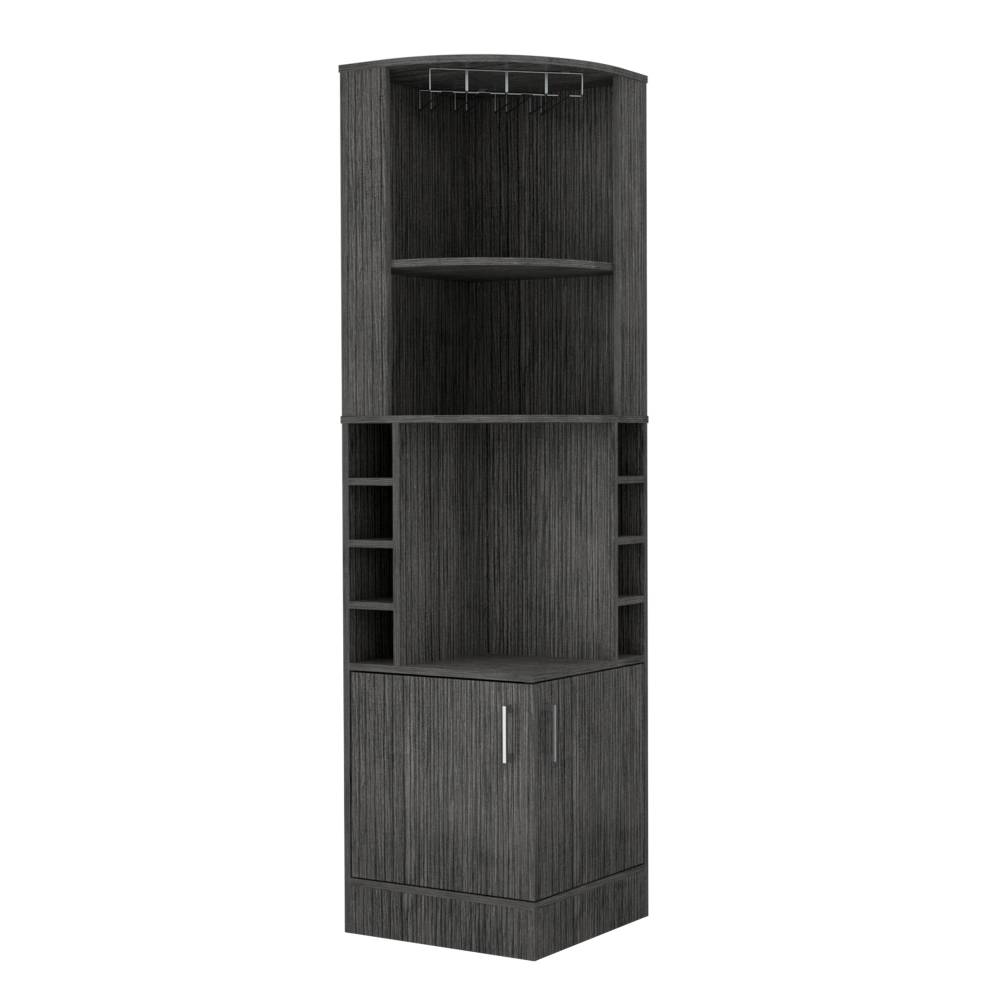 Bar Esquinero Esquinero Syrah Roble Gris 46.9x180.6cm con Un Cajón y con Ocho Portabotellas - Bares | Bylmo