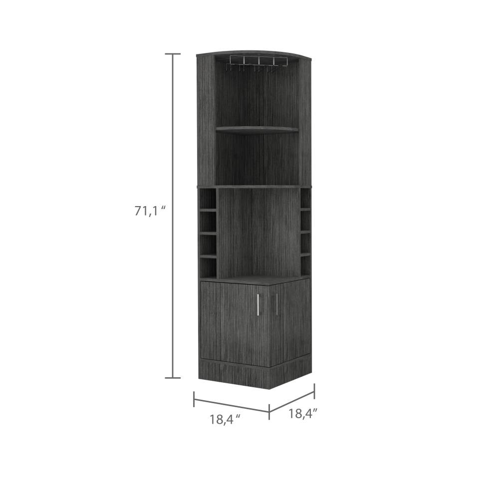 Bar Esquinero Esquinero Syrah Roble Gris 46.9x180.6cm con Un Cajón y con Ocho Portabotellas - Bares | Bylmo