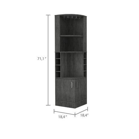 Bar Esquinero Esquinero Syrah Roble Gris 46.9x180.6cm con Un Cajón y con Ocho Portabotellas - Bares | Bylmo
