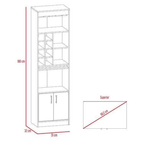 Bar Syrah Wengue 51x180cm con Un Cajón y sin Portabotellas - Bares | Bylmo