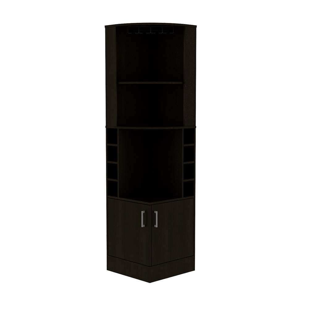 Bar Esquinero Esquinero Syrah Wengue 46.9x180.6cm con Un Cajón y con Ocho Portabotellas - Bares | Bylmo