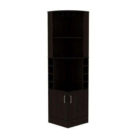 Bar Esquinero Esquinero Syrah Wengue 46.9x180.6cm con Un Cajón y con Ocho Portabotellas - Bares | Bylmo