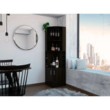 Bar Esquinero Esquinero Syrah Wengue 46.9x180.6cm con Un Cajón y con Ocho Portabotellas - Bares | Bylmo