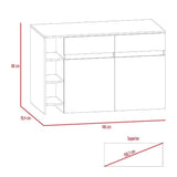 Barra de Cocina Bari Rovere y Blanco 140 cm con Dos Puertas y Dos Cajones - Muebles Organizadores | Bylmo