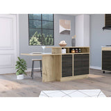 Barra de Cocina Lauret Duna y Carbón 180 cm con Tres Puertas - Cocinas | Bylmo