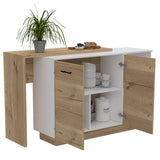 Barra de Cocina Sicilia Blanco y Duna 150x90cm con Dos Entrepaños y con Tres Comportamientos - Cocinas | Bylmo