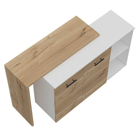 Barra de Cocina Sicilia Blanco y Duna 150x90cm con Dos Entrepaños y con Tres Comportamientos - Cocinas | Bylmo