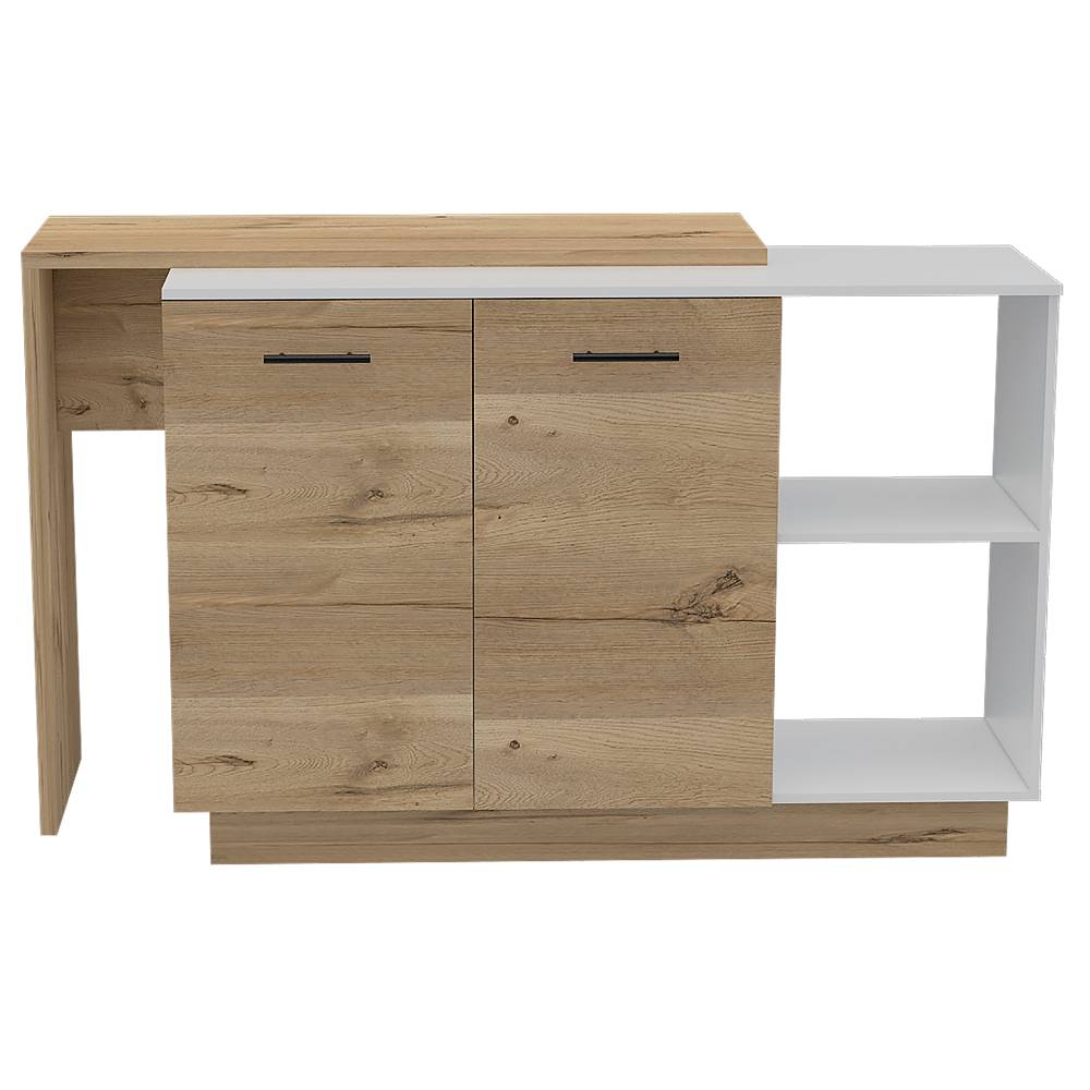 Barra de Cocina Sicilia Blanco y Duna 150x90cm con Dos Entrepaños y con Tres Comportamientos - Cocinas | Bylmo