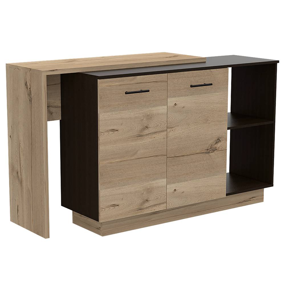 Barra de Cocina Sicilia Wengue y Duna 150x90cm con Dos Entrepaños y con Tres Comportamientos - Cocinas | Bylmo
