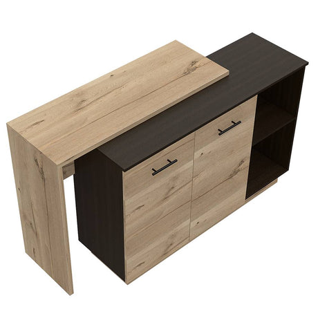 Barra de Cocina Sicilia Wengue y Duna 150x90cm con Dos Entrepaños y con Tres Comportamientos - Cocinas | Bylmo