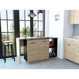 Barra de Cocina Sicilia Wengue y Duna 150x90cm con Dos Entrepaños y con Tres Comportamientos - Cocinas | Bylmo