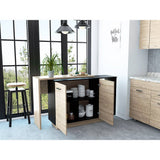 Barra de Cocina Sicilia Wengue y Duna 150x90cm con Dos Entrepaños y con Tres Comportamientos - Cocinas | Bylmo