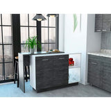 Barra de Cocina Sicilia Roble Gris y Blanco 150 cm con Dos Puertas - Muebles Organizadores | Bylmo
