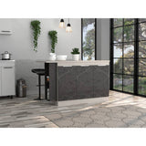 Barra de Cocina Nara Niebla y Onix 150 cm con Tres Puertas - Cocinas | Bylmo