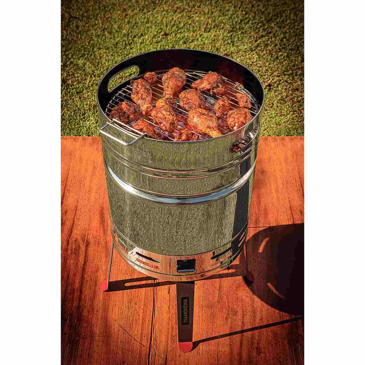 Barril TCP 400 Gris de Acero Inoxidable con Bandeja para Carbón de Acero Esmaltado 40 cm - Asadores | Bylmo