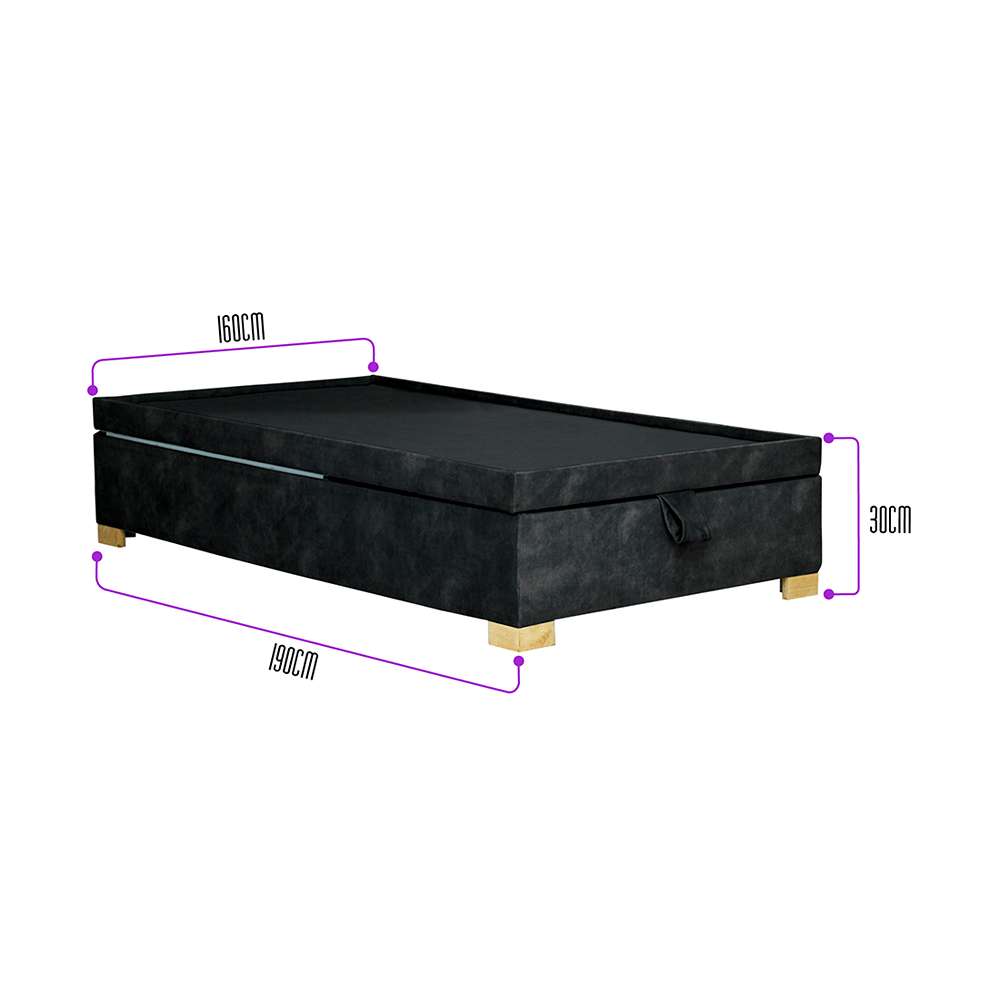 Base Cama Calabria Queen 160 cm Gris con Baúl - Camas y Cabeceros | Bylmo