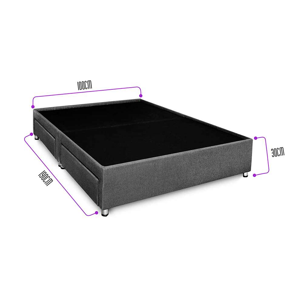 Base Cama Cannuta Sencilla 100 cm Gris con Cajones - Camas y Cabeceros | Bylmo
