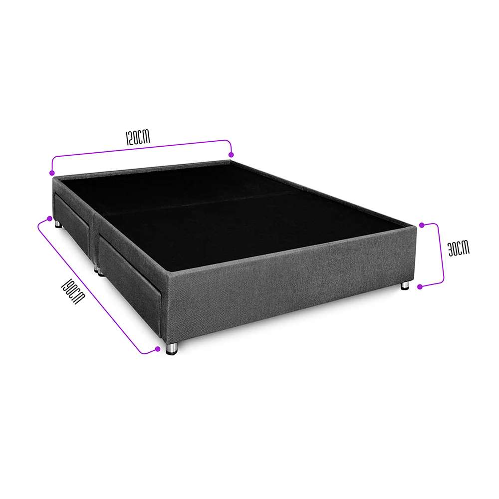 Base Cama Ottavia Semidoble 120 cm Gris con Cajones - Camas y Cabeceros | Bylmo