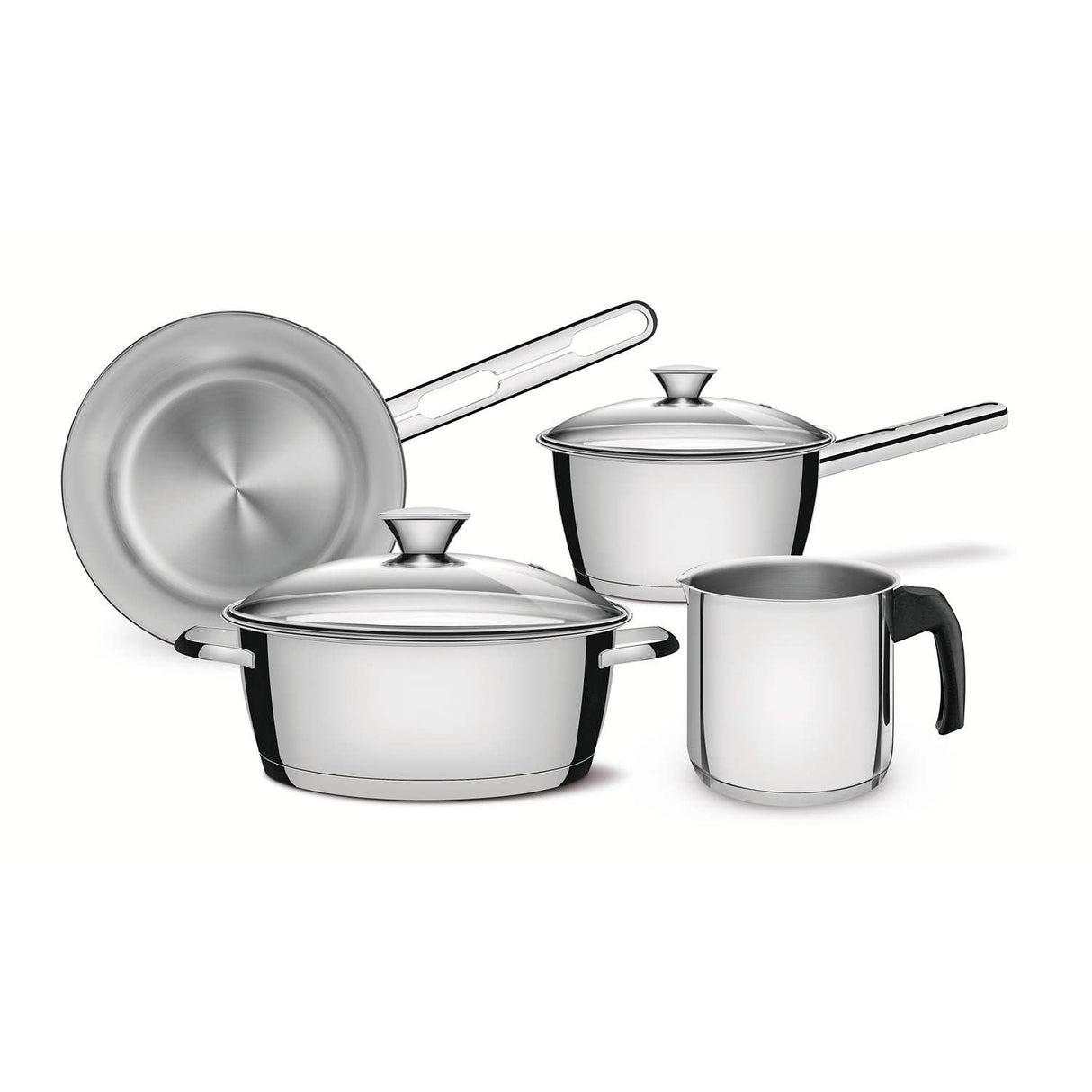 Batería de Cocina Allegra Acero Inoxidable 28 cm 4 Piezas con Tapa de Fondo Triple Gris - Ollas y Sartenes | Bylmo
