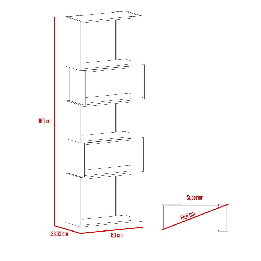 Biblioteca Transformable Acacia Miel 60 cm con Módulos Flotantes y Entrepaños - Bibliotecas | Bylmo
