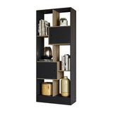 Biblioteca Arica Miel y Negro 73 cm con Dos Puertas - Bibliotecas y Estanterias | Bylmo