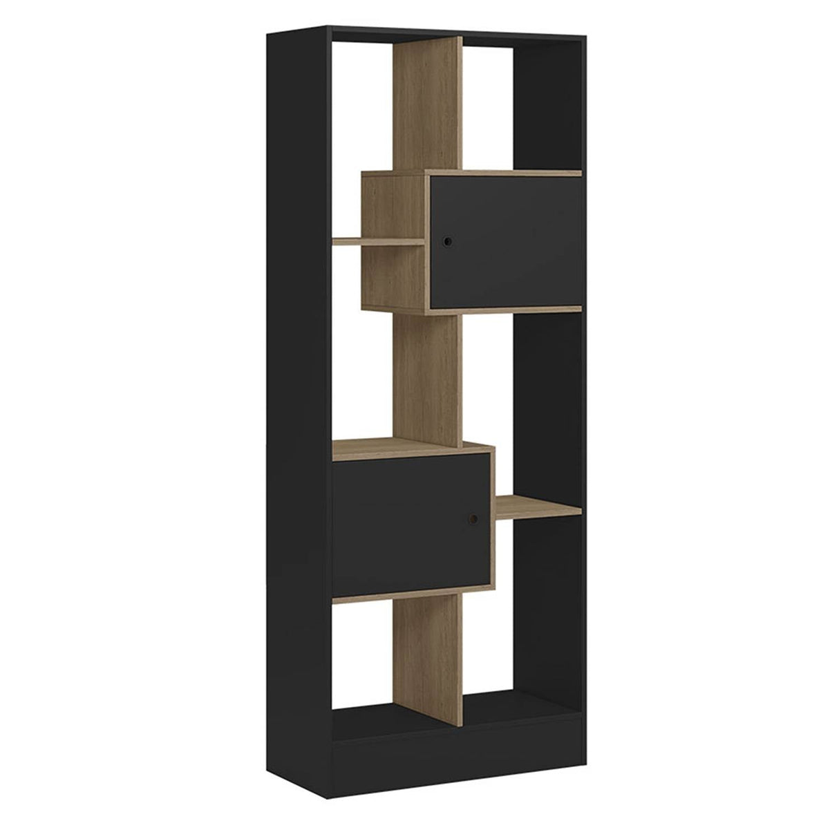 Biblioteca Arica Miel y Negro 73 cm con Dos Puertas - Bibliotecas y Estanterias | Bylmo