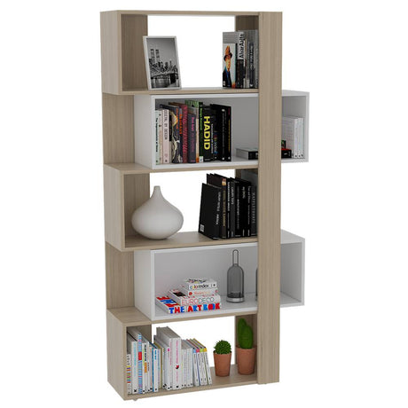 Biblioteca Beijing Rovere 70.2x161.5cm Rectangular con Cinco Compartimientos - Bibliotecas | Bylmo