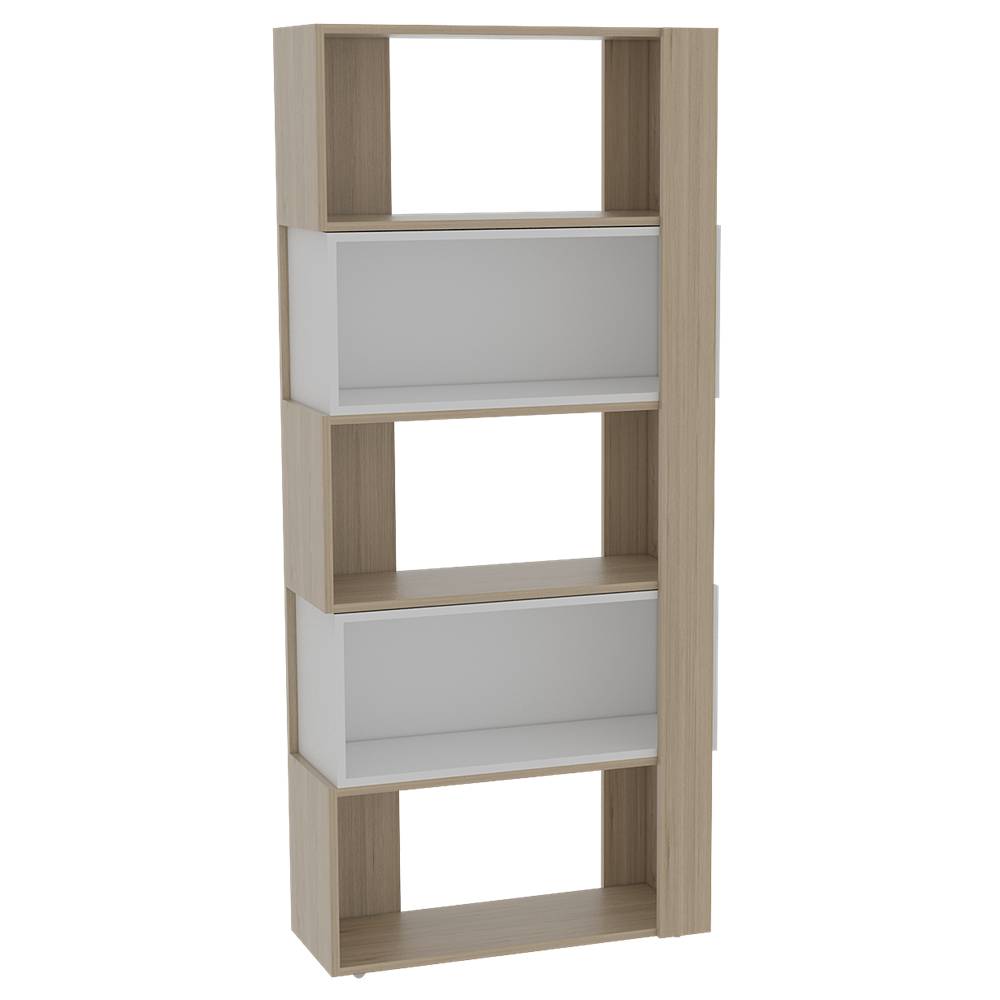 Biblioteca Beijing Rovere 70.2x161.5cm Rectangular con Cinco Compartimientos - Bibliotecas | Bylmo