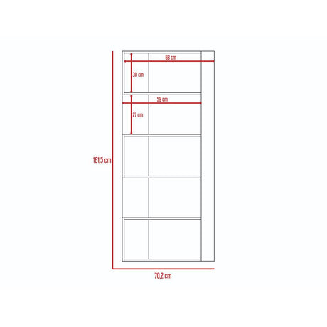 Biblioteca Beijing Rovere 70.2x161.5cm Rectangular con Cinco Compartimientos - Bibliotecas | Bylmo
