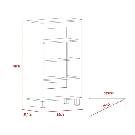 Biblioteca Bellagio Rovere y Blanco 60x101cm con Seis Compartimientos - Bibliotecas | Bylmo