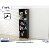 Biblioteca Wengue 60x182cm con Cuatro Compartimientos y con Un Cajón - Bibliotecas y Estanterías | Bylmo