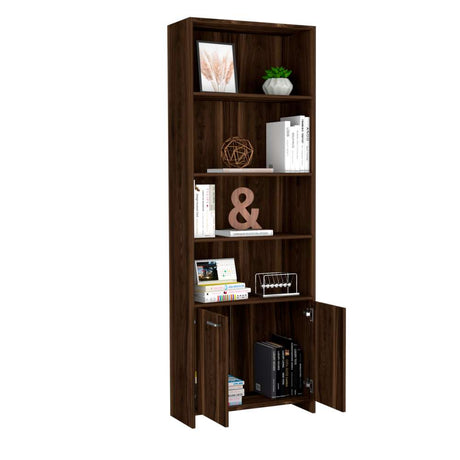 Biblioteca Lisa Habano 63x180cm con Cuatro Compartimientos y con Un Cajón - Bibliotecas | Bylmo
