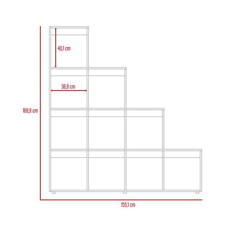 Biblioteca Escalera Luma Rovere 155.1x169.9cm con Diez Compartimientos - Bibliotecas | Bylmo