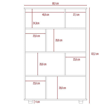 Biblioteca Ofice Ceniza 80x122cm con Ocho Compartimientos - Bibliotecas | Bylmo